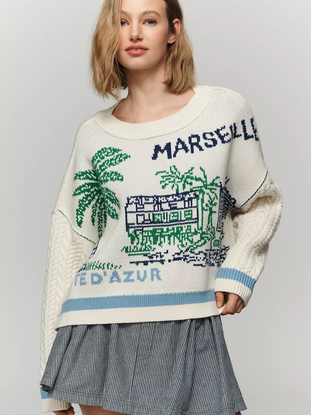 NWT Maeve Graphic Cable-Knit Sweater Anthropologie